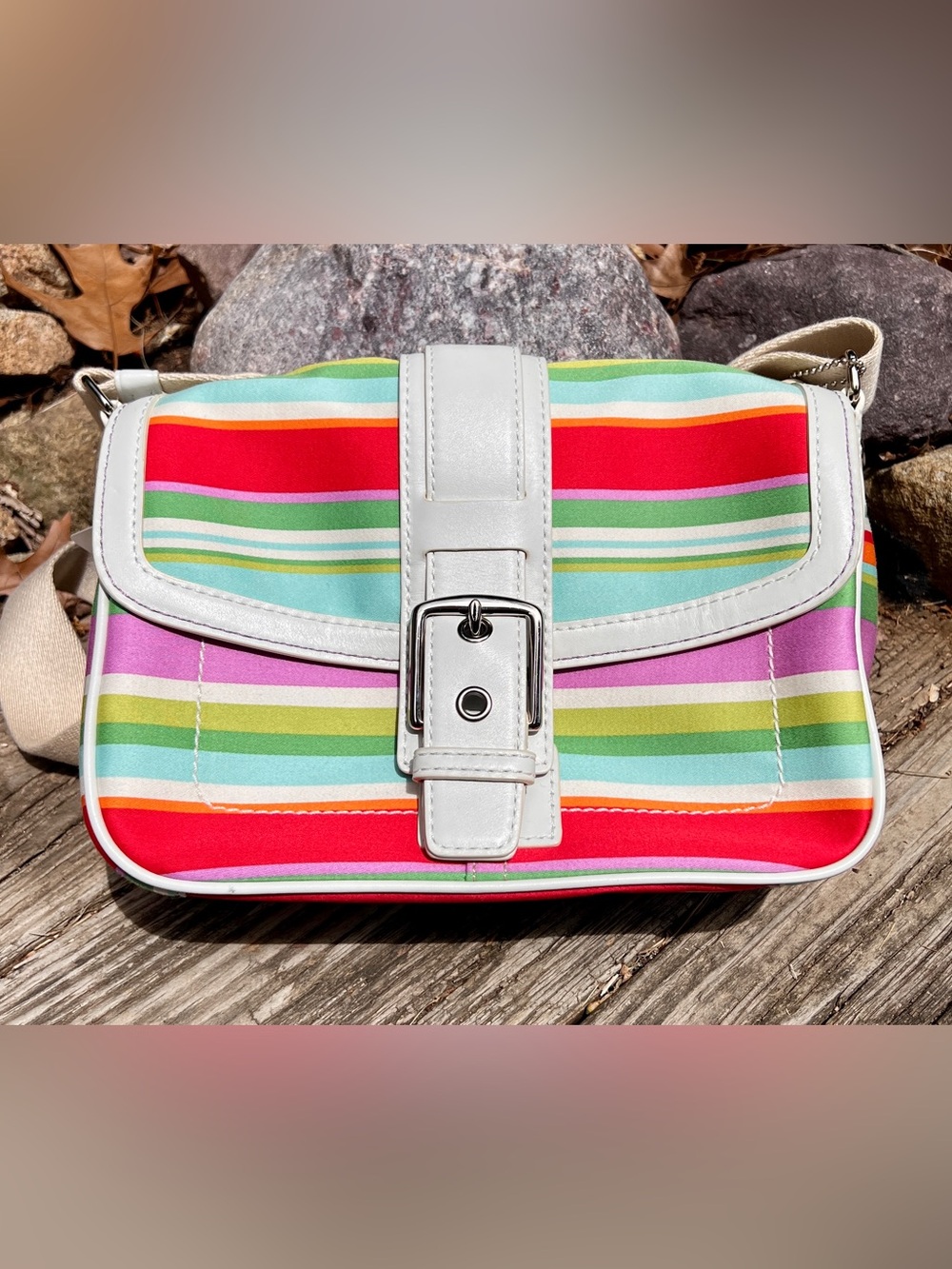 COACH Hampton Shoulder Crossbody Purse F10701  Multicolor Striped HOBO Y2K NWT